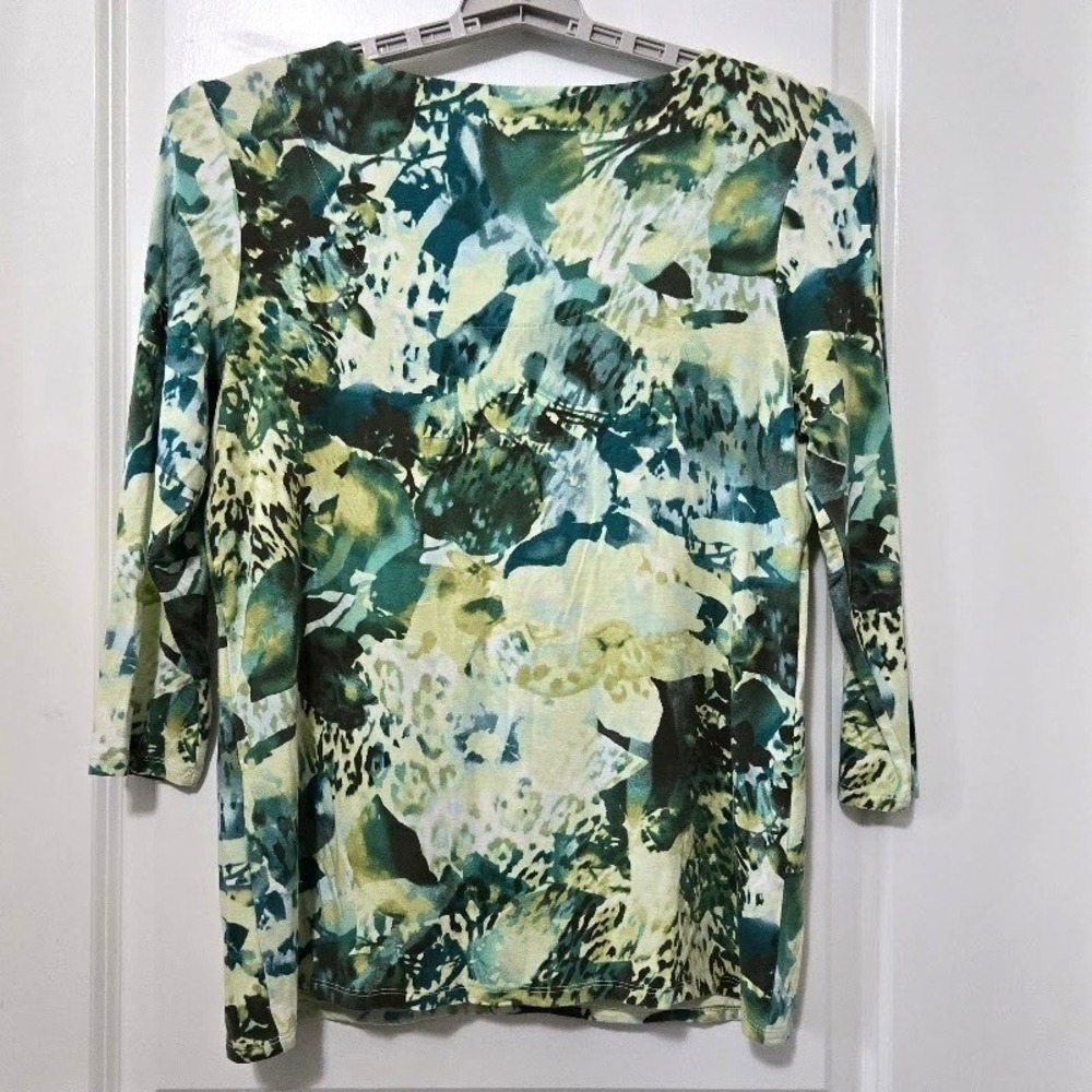 Chico's Women Top Abstract Floral Print Rayon Spandex Casual Size 1‎ M - Picture 6 of 8